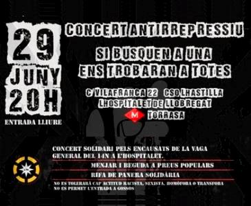 Dissabte 29J, concert antirepressiu i solidari a L'Hospitalet