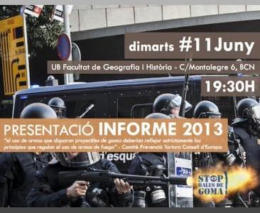 Dimarts #11J, presentació informe Stop Bales de Goma . s